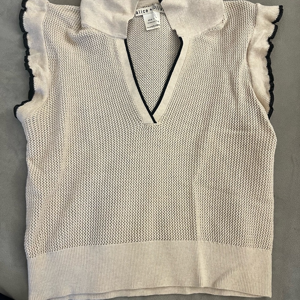 Alice + Olivia White Sleeveless Top